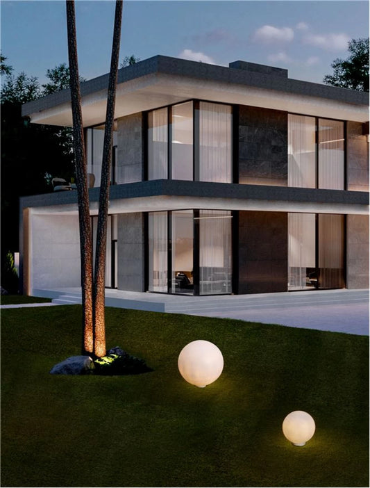 Glob de exterior din metal Alb si Abajur din Fibra de rasina Alb D30cm IP65 5W Moon