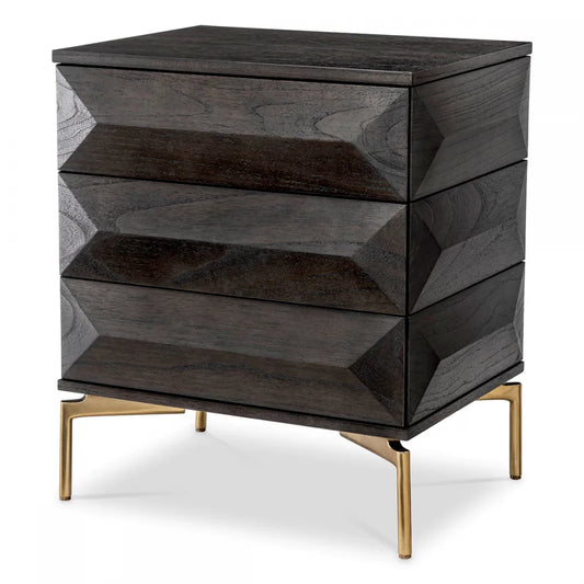Noptiera din Metal Alama si Furnir de stejar Maro mocha L64xH72cm Denver Eichholtz