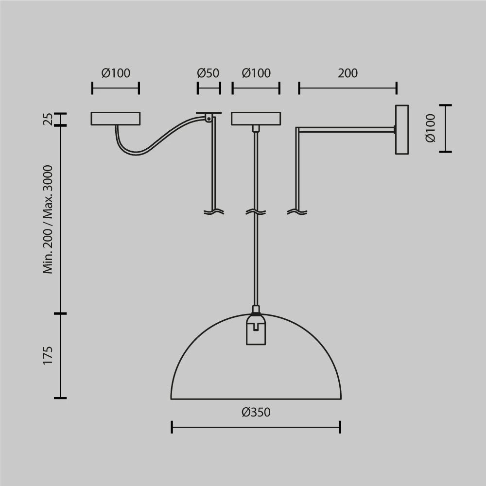 Pendul din Metal Gri H320xD35cm Basic colors