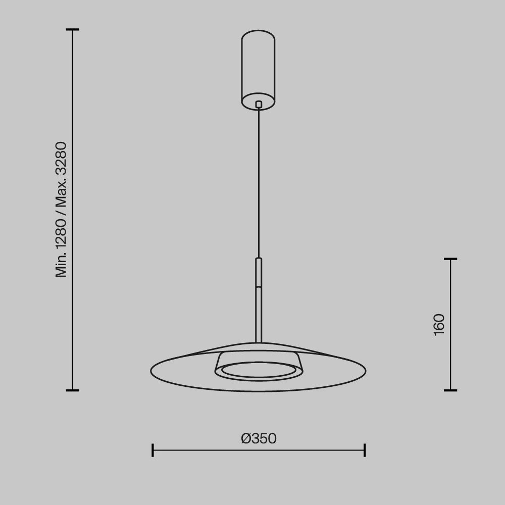 Pendul din Aluminiu Negru H328xD35cm El
