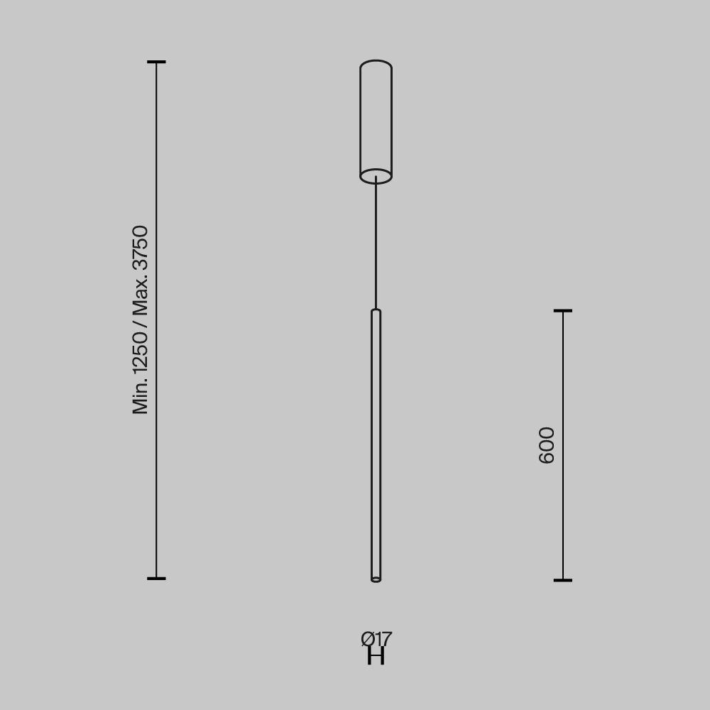 Pendul din Aluminiu Alama si Silicon Alb H375xD1.7cm Halo