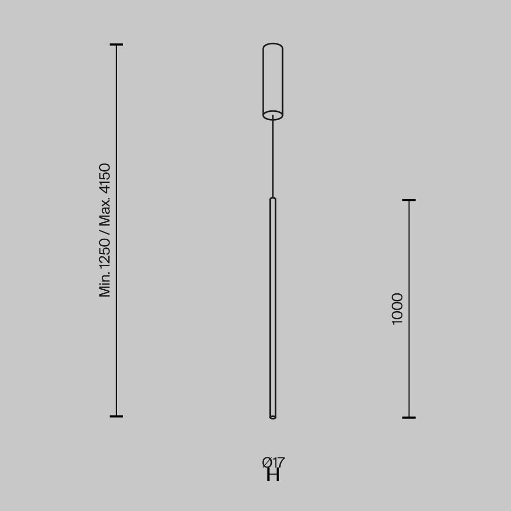 Pendul din Aluminiu Negru si Silicon Alb H415xD1.7cm Halo