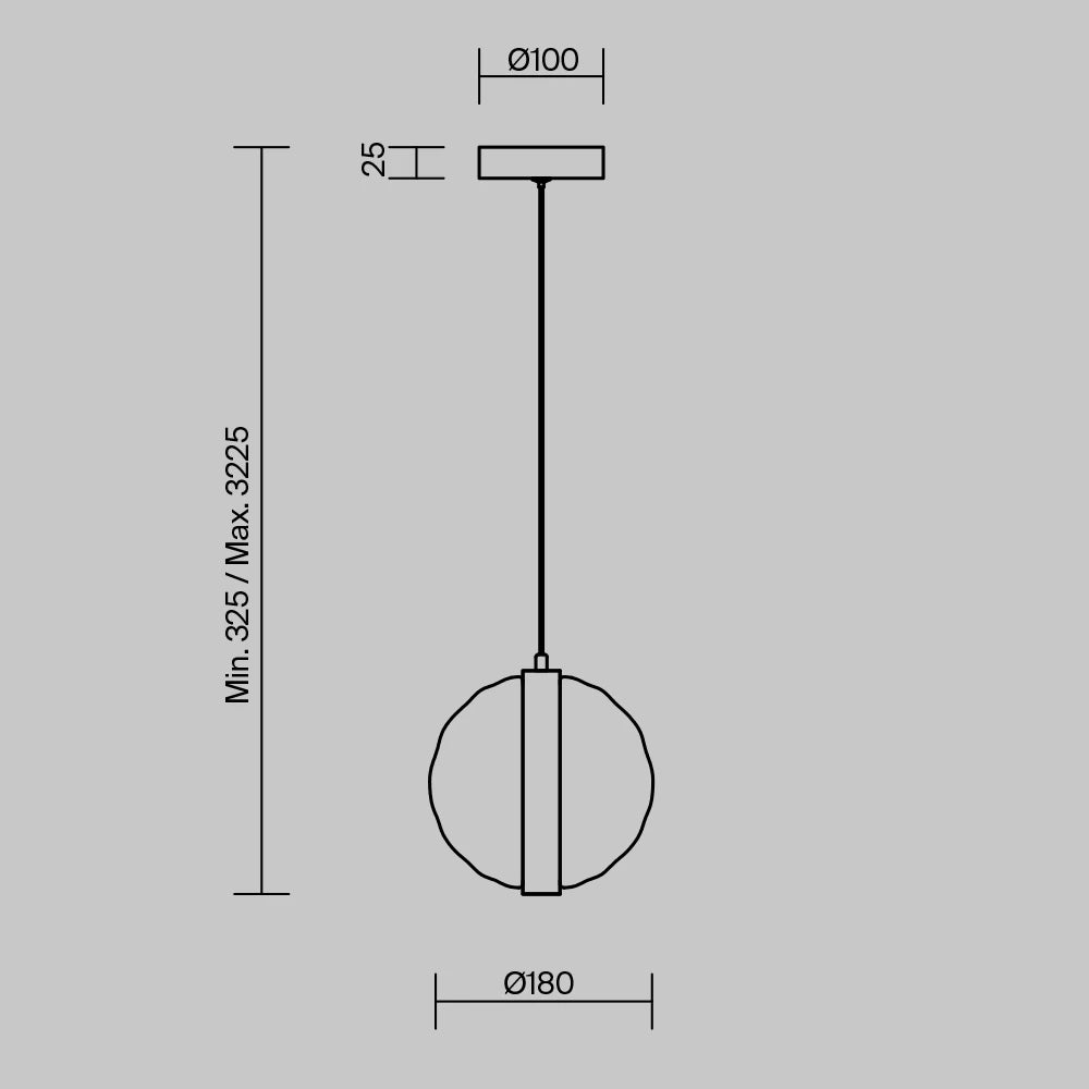 Pendul din Metal Negru si Sticla H319xD18cm Misterio