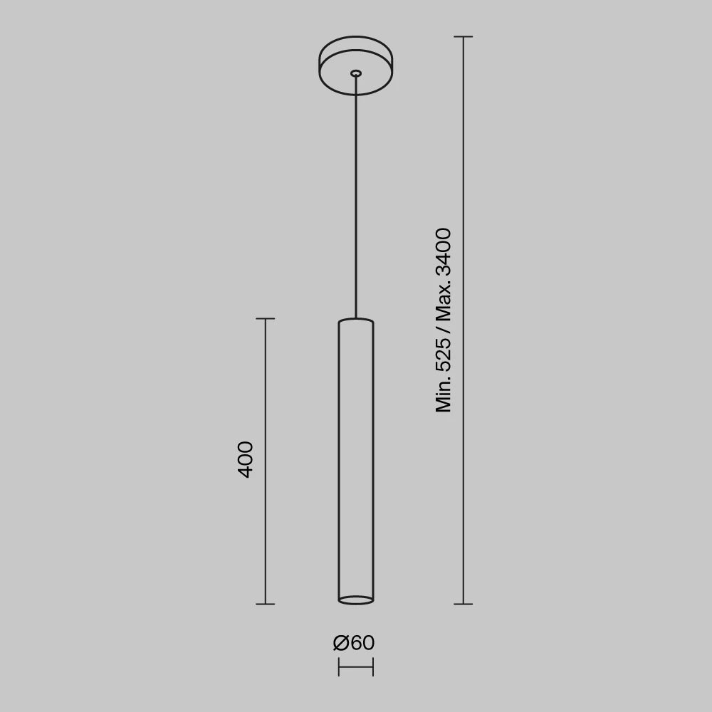 Pendul din Aluminiu Argintiu/Gri H340xL40cm Pro Focus