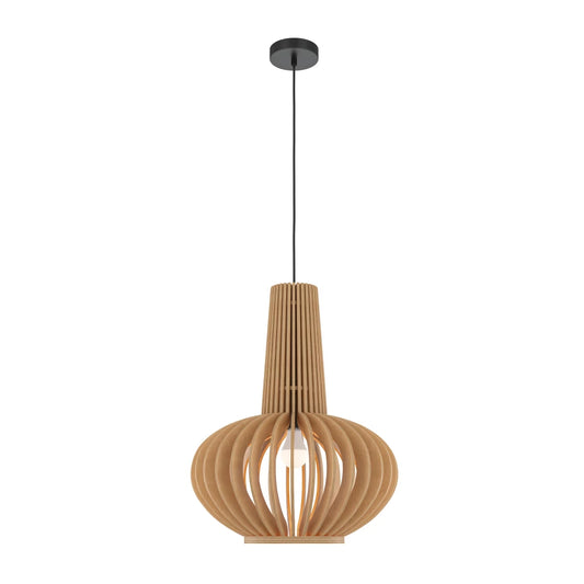 Pendul din Metal Negru si Lemn Bej H340.5xD35cm Roots