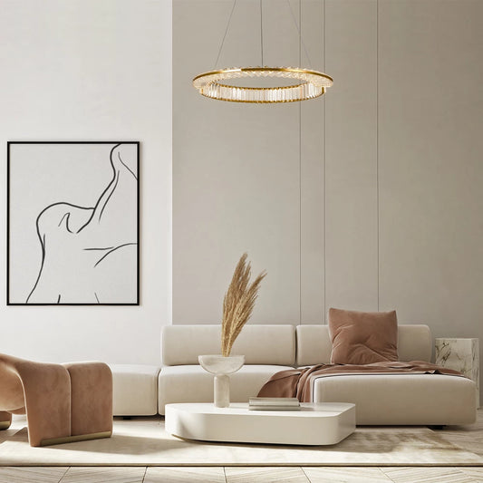 Lustra din Metal Alama si Cristal Transparent H12xD60cm Krone