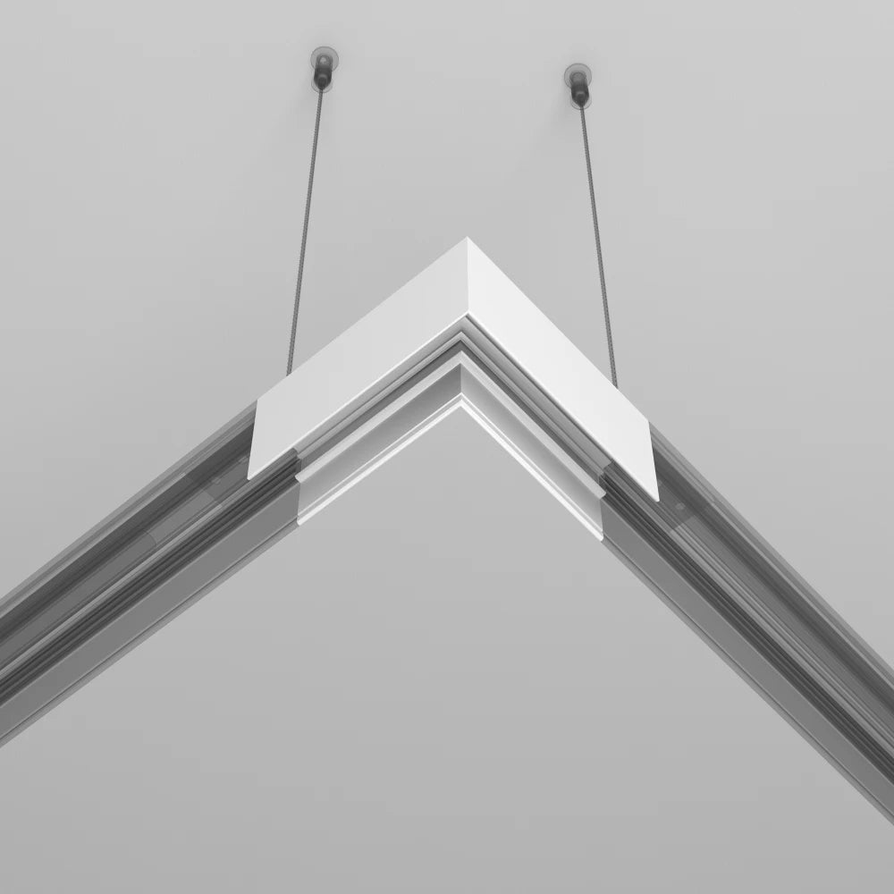 Conector L pentru sina aplicata Exility din Aluminiu Alb