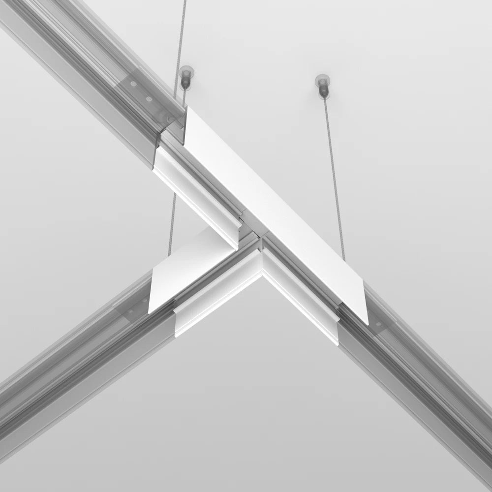 Conector T pentru sina aplicata Exility din Aluminiu Alb