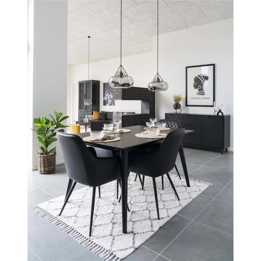 Set 2 scaune din Metal Negru si Piele sintetica Negru H87xL57xA65cm Harbo