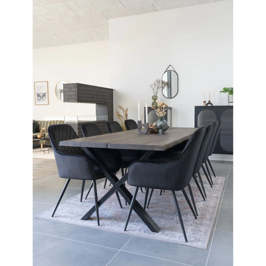 Set 2 scaune din Metal Negru si Catifea Negru H87xL57xA65cm Harbo