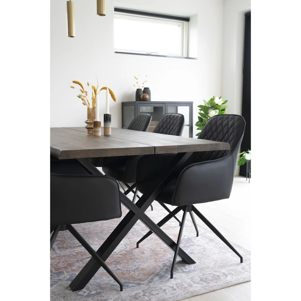 Scaun din Metal Negru si Piele sintetica Negru H89xL56xA62cm Harbo