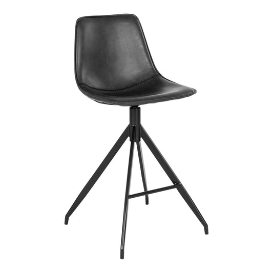 Set 2 scaune de insula din Metal Negru si Piele sintetica Negru H96xL44xA51cm Monaco