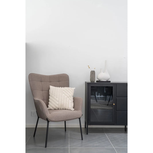 Fotoliu din Metal Negru si Stofa Bej H98xL70xA79cm Glasgow