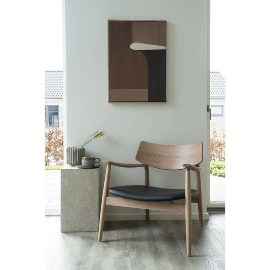 Fotoliu din Lemn de stejar Maro si Piele sintetica Negru H72xL69xA69cm Olvera