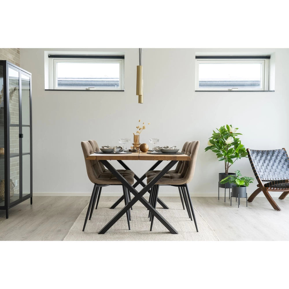 Masa din Metal Negru si Lemn de stejar Maro L140xH75cm Toulon
