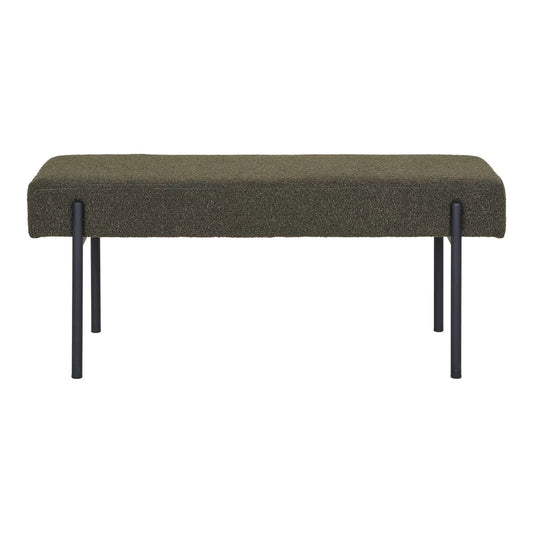Bancheta din Metal Negru si Stofa boucle Verde H42.5xL100cm Swindon