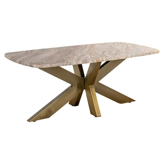 Masuta de cafea din Metal Alama si Marmura Multicolor H47xL120cm Bottega