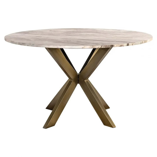 Masa rotunda din Metal Alama si Marmura Multicolor H77xD140cm Bottega