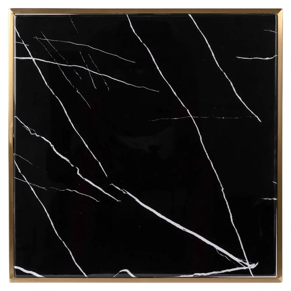Masa din Otel inoxidabil Negru si Marmura artificiala Negru H75.5xL50cm Zenza
