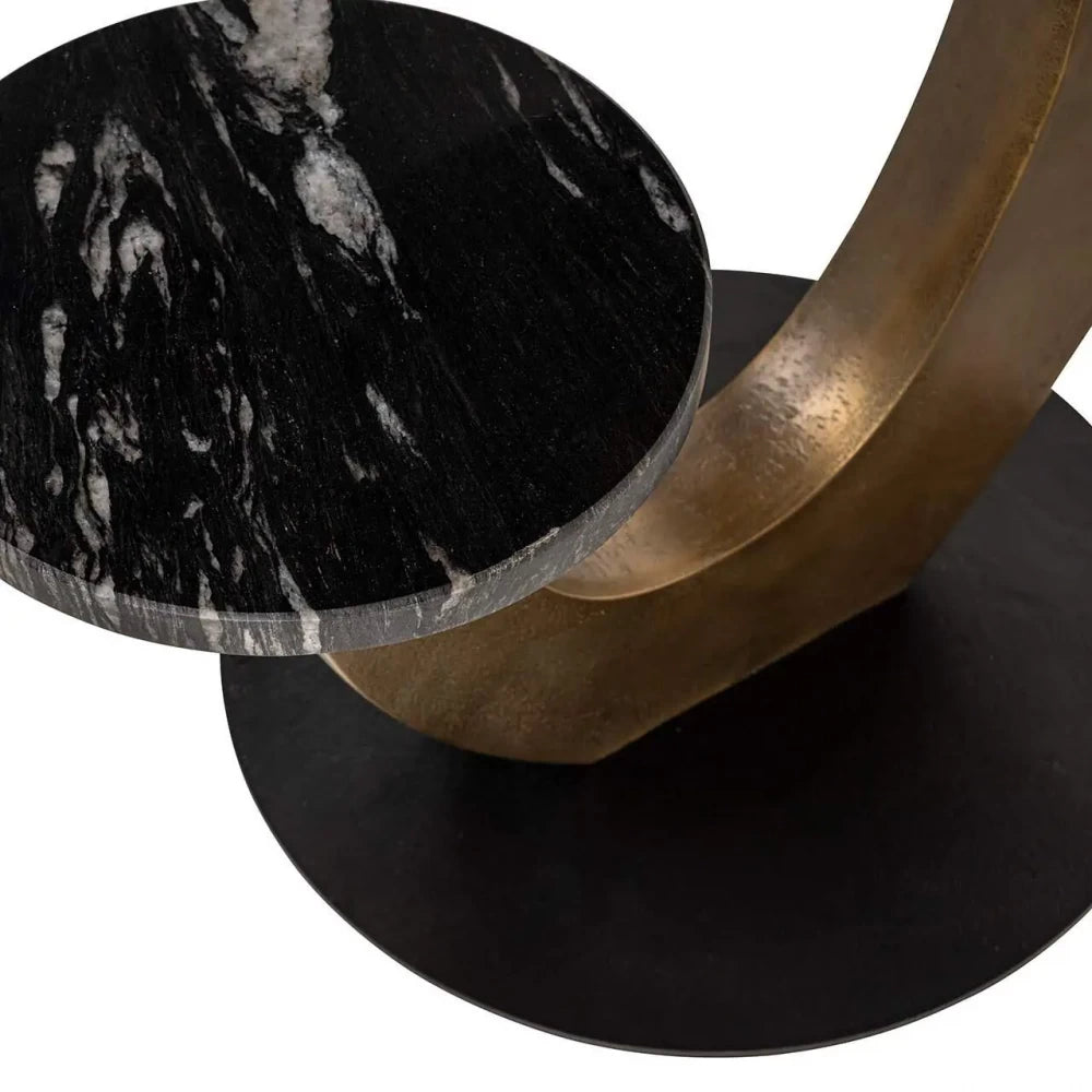 Masuta laterala din Metal Alama si Marmura/MDF Negru H57.5xL58cm Tibby