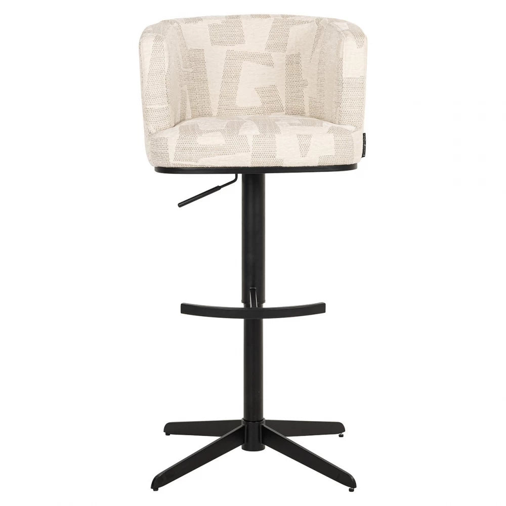 Scaun de bar tapitat cu Stofa Bej si picioare din Metal Negru H92-111xL53xA56cm Cheyenne