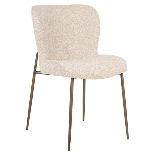 Set 2 scaune tapitat cu Stofa Bej si picioare din Metal Alama H84xL51xA64cm Odarby