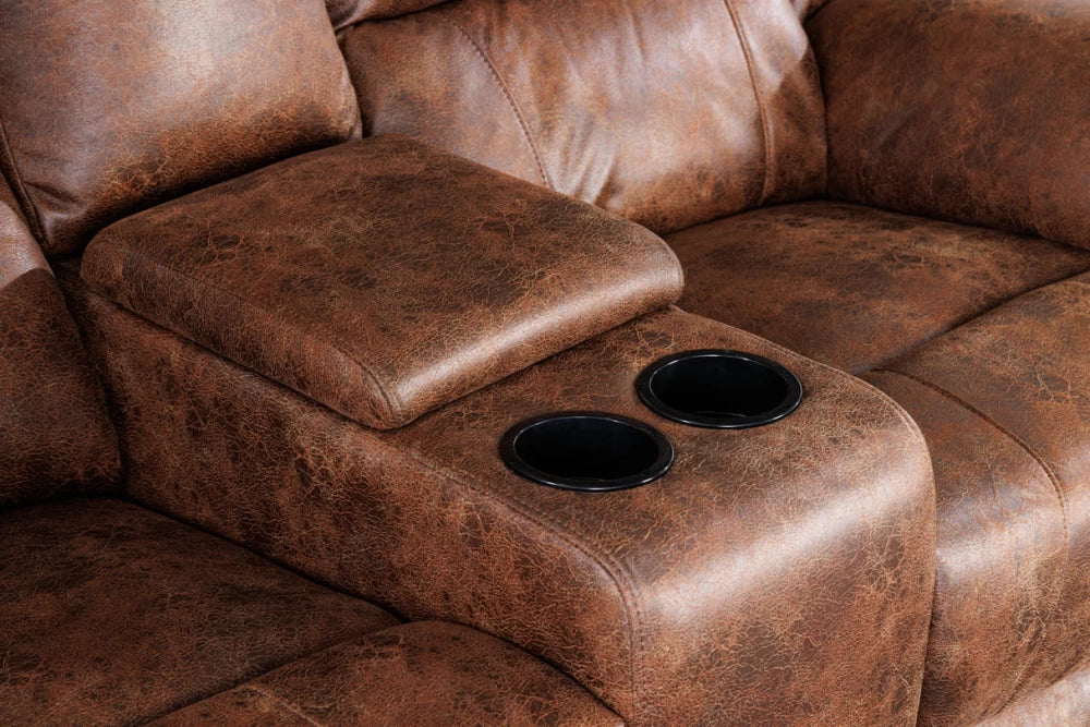 Canapea cu functie relaxare tapitata cu Poliester Maro L188cm Hollywood