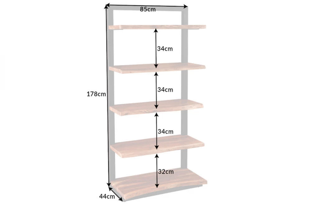 Etajera din Lemn de salcam Maro si Metal Negru L85xH178cm MAMMUT