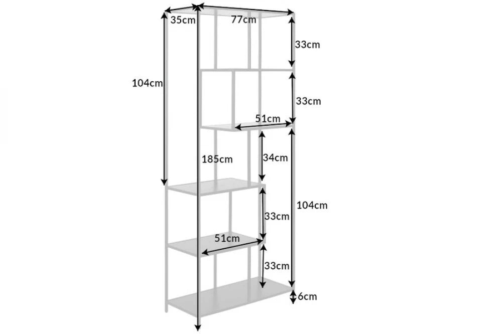 Etajera din MDF Negru si Metal Negru L77xH185cm SLIM LINE