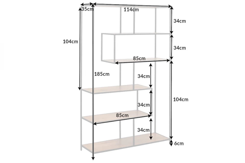 Etajera din MDF Maro si Metal Negru L114xH185cm SLIM LINE