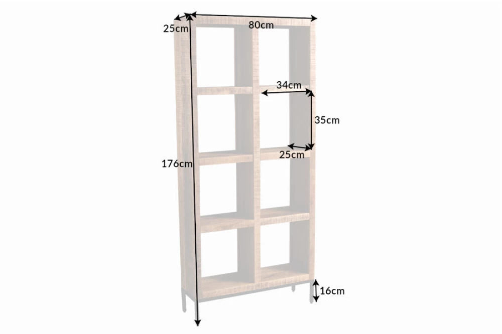 Etajera din Lemn de mango Maro si Metal Negru L80xH176cm IRON CRAFT