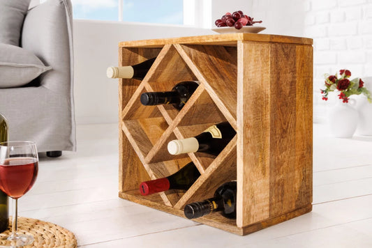 Etajera pentru sticle de vin din Lemn de mango Maro L40xH40cm CUBUS