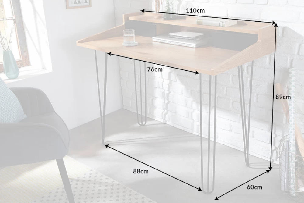 Birou din MDF Maro si Metal Negru L110xH89cm STUDIO