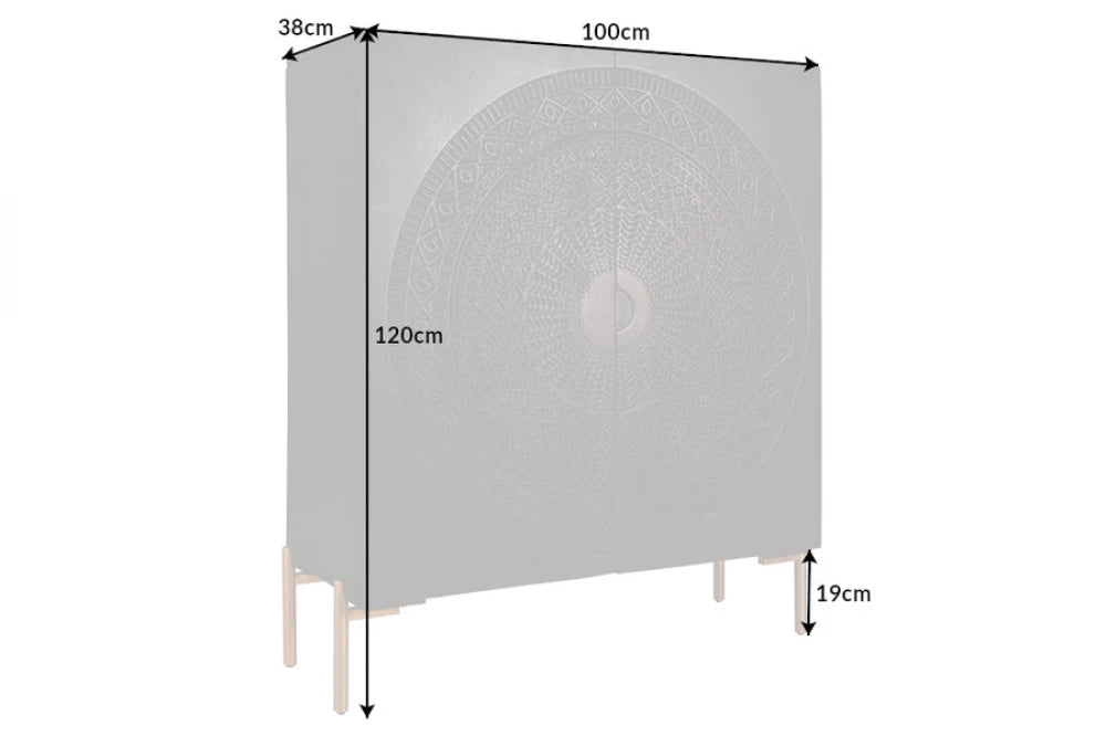 Dulap din Lemn de mango Negru/Maro si Metal Auriu L105xH120cm MANDALA