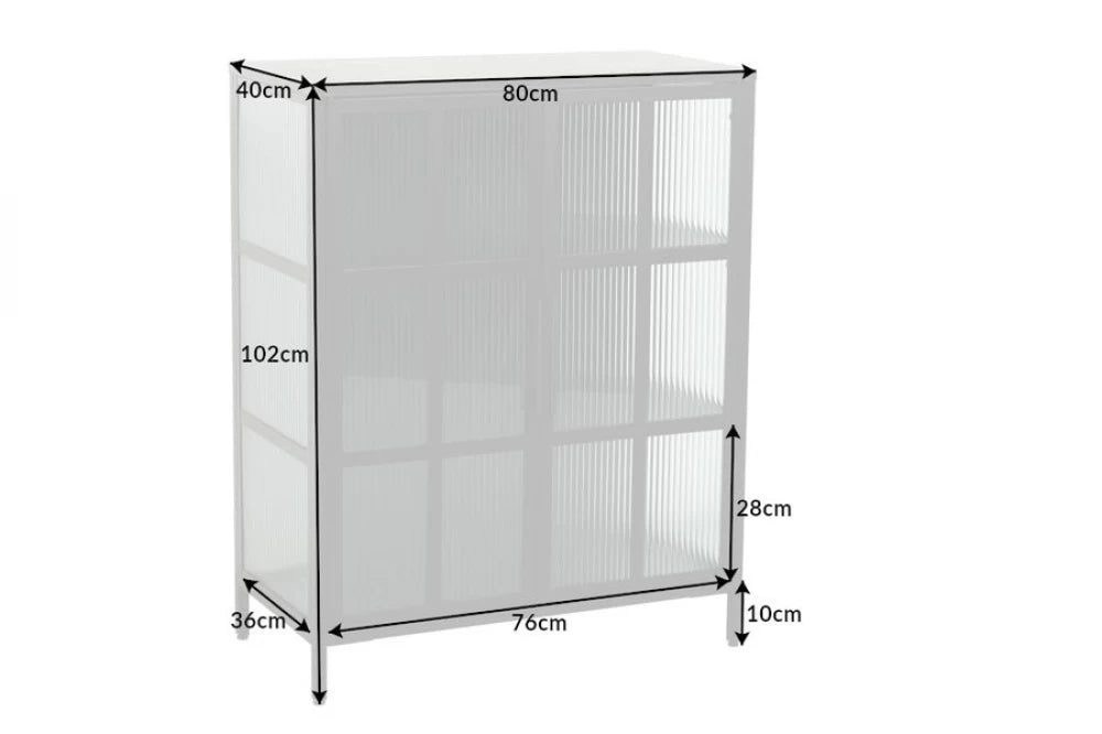 Dulap din Metal Negru si Metal/Sticla Negru/Transparent L80xH102cm DURA STEEL
