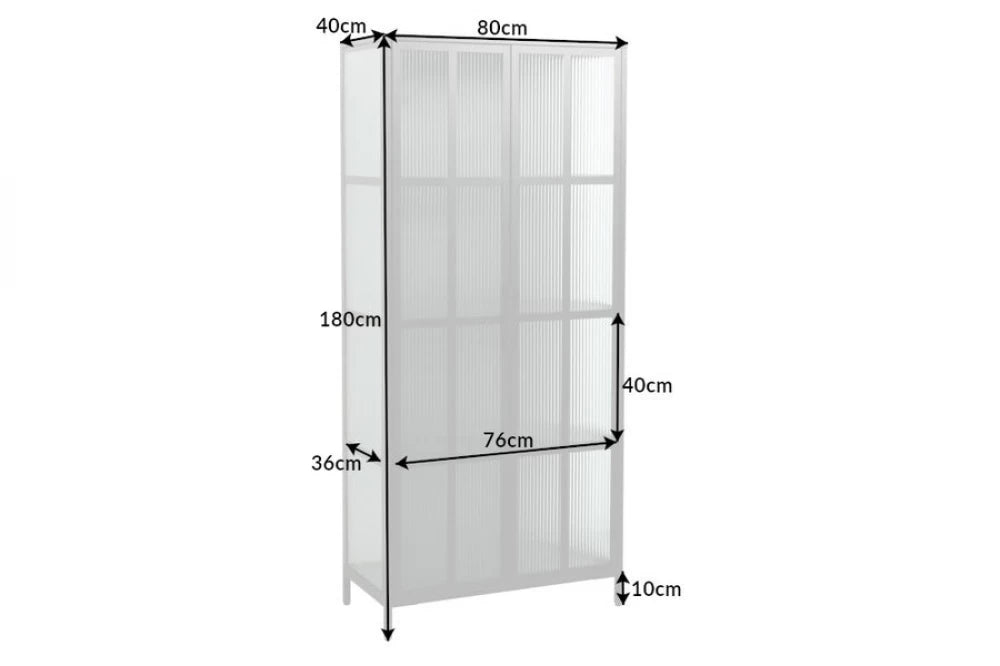 Dulap din Metal Negru si Metal/Sticla Negru/Transparent L80xH180cm DURA STEEL