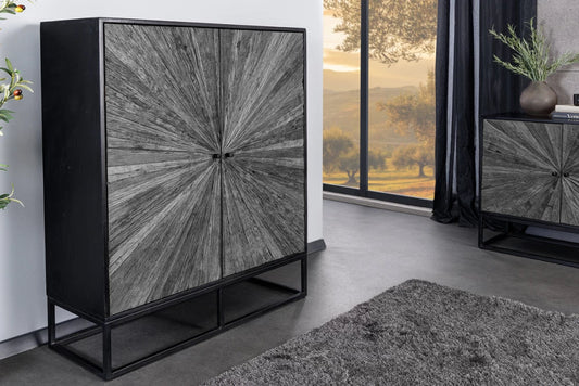 Dulap din Lemn de mango Negru si Metal Negru L100xH120cm BARRACUDA