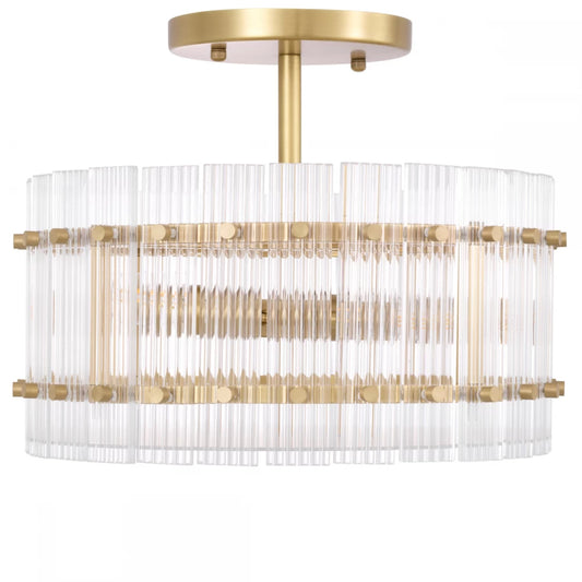 Plafoniera din Metal Alama si Sticla Transparenta H22xD45cm Ruby Eichholtz