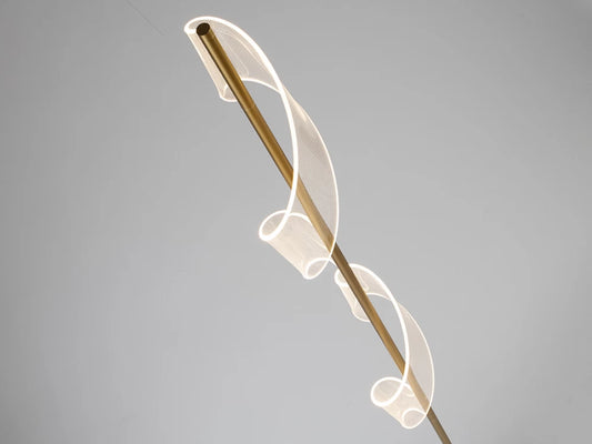 Lampa de podea din Metal Auriu mat si Metacrilat Transparent H160xD25cm Velas