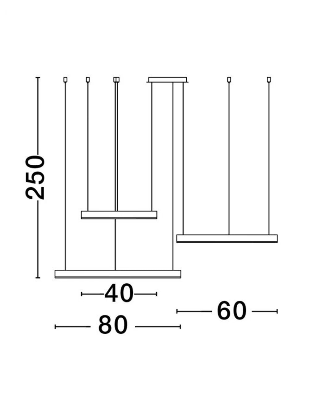 Candelabru din Metal Negru H250xL148cm IP20 181W 8891lm 3000k ELOWEN