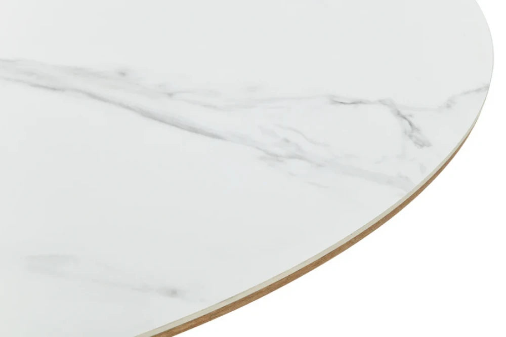 Masa extensibila din Ceramica cu efect de Marmura si Furnir de stejar L160-200xH76cm Unique