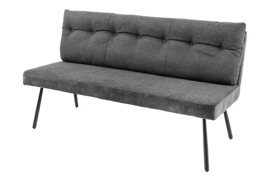Banca din Catifea/Stofa Gri inchis si Metal Negru Hx90Lx160cm Big George