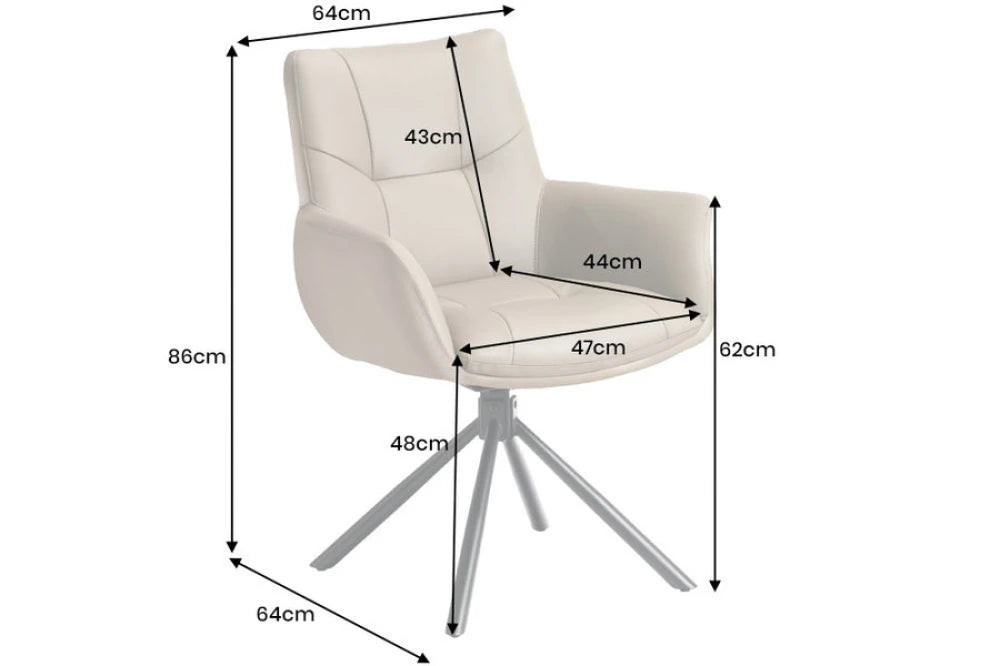 Set 2 scaune rotative din Piele Maro taupe si Metal Negru Hx86Lx64xA64cm Signature