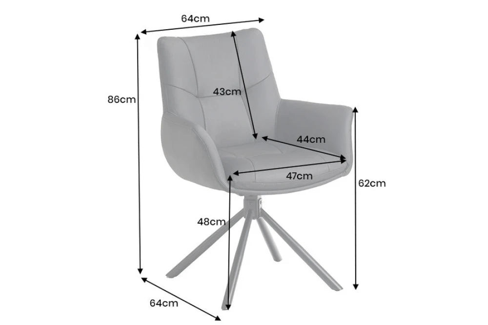 Set 2 scaune rotative din Piele Negru si Metal Negru Hx86Lx64xA64cm Signature