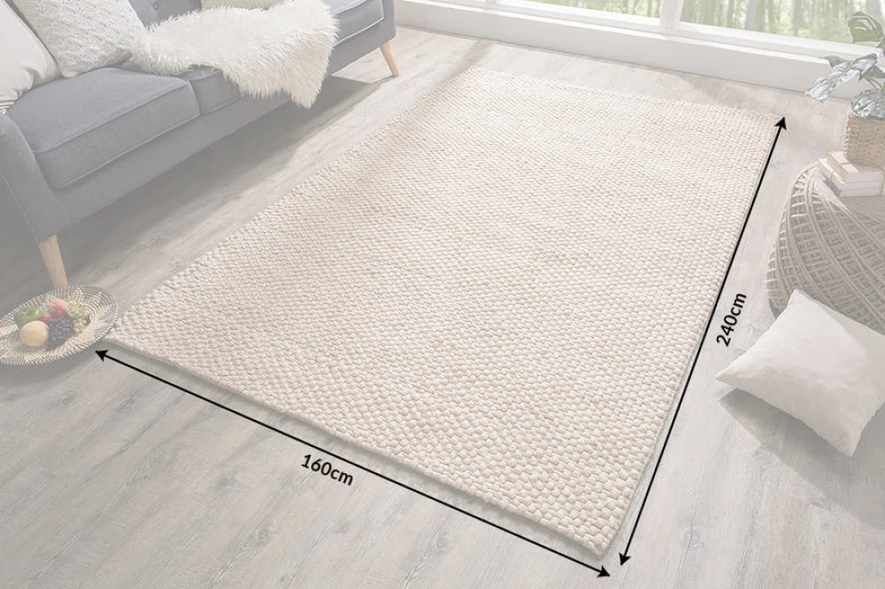 Covor din Lana/Poliester Bej L240cm Wool