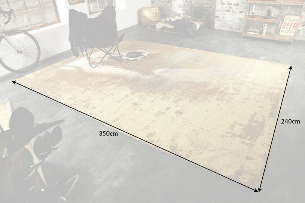 Covor din Bumbac/Poliester Maro/Galben L350cm Modern Art
