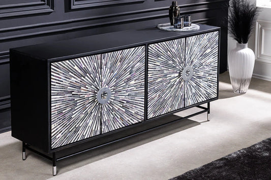 Comoda din MDF Negru si Metal Negru L160xH80cm HERITAGE