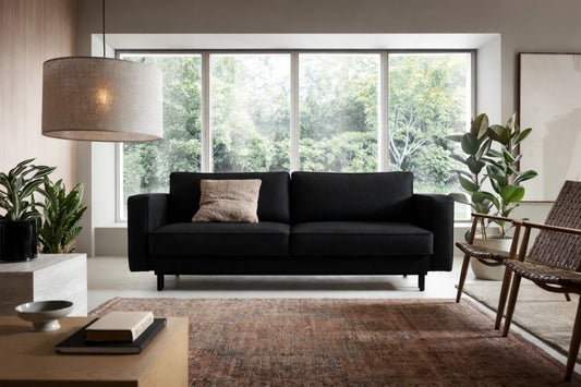 Canapea extensibila din catifea negru California L232x98cm