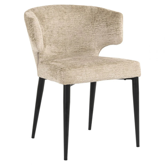 Scaun din Chenille Bej si Metal Negru L60xH79cm Taylor Richmond interiors