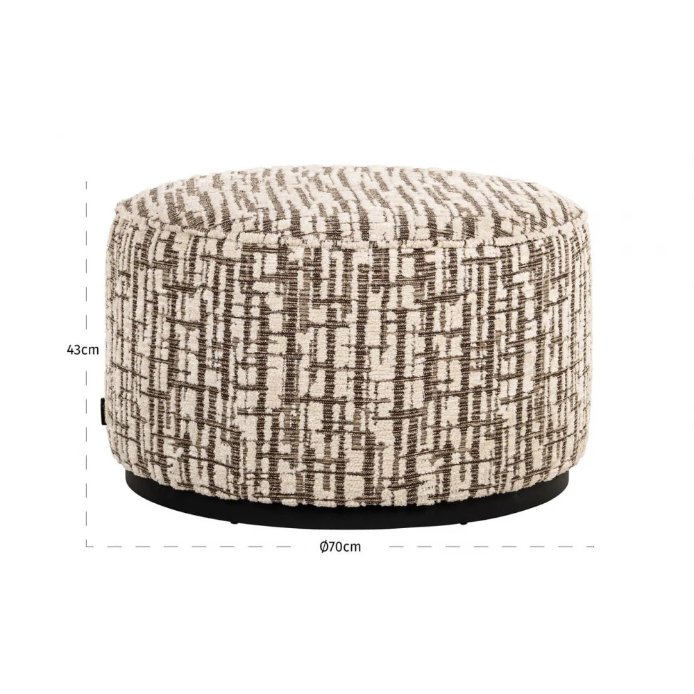Puf tapitat cu Stofa Crem/Bej D70xH42cm Lexie Richmond Interiors